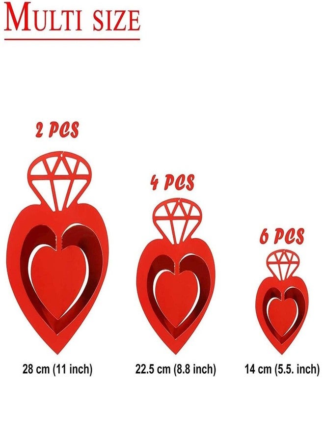 SOI Glitter Red Diamond Love Ring Garlands Kit Metallic 3D Heart Hanging Paper Garland Multi-Shaped Twinkle Heart Birthday Party Supplies Wedding Baby Shower Christmas Decorations - Pack of 12 Stars - Image 4